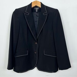 Vintage 🇨🇦 Louben for Laura Black Lined‎ Blazer White Accent Stitching Size 12